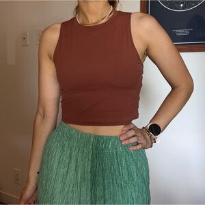 Women's Brown Sleeveless Top
